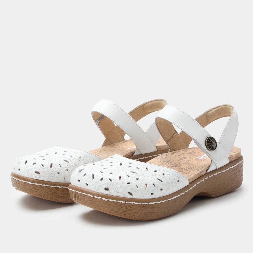 NEW ALEGRIA women's opal sandals in white